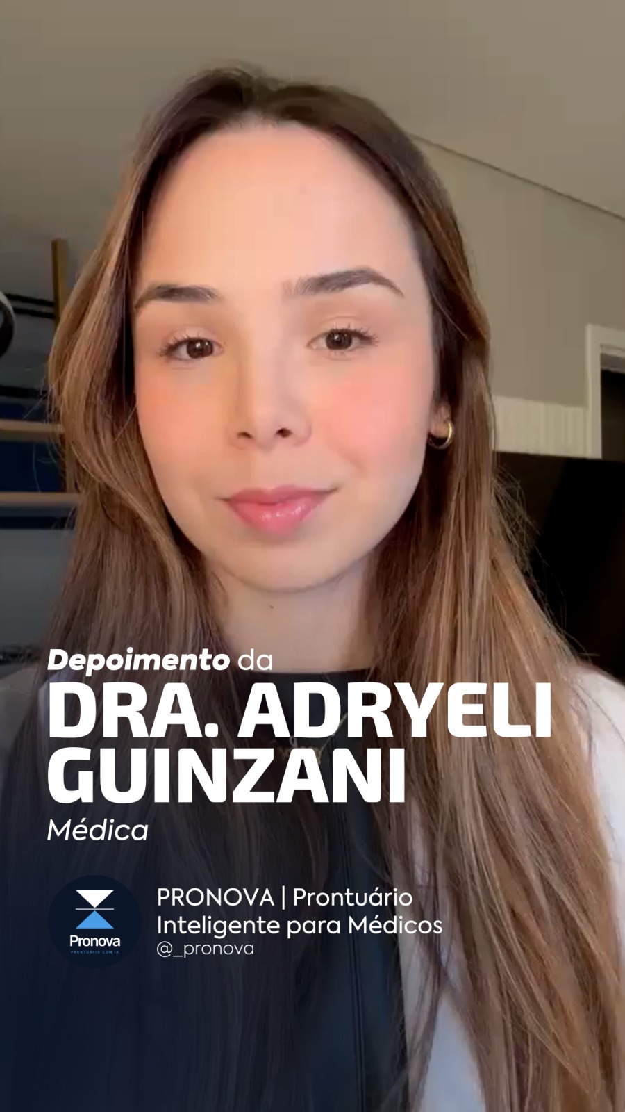 Capa do depoimento de Dra. Adryeli Guinzani, Médica